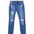 washed blue 5-Pocket Slim Fit Distressed